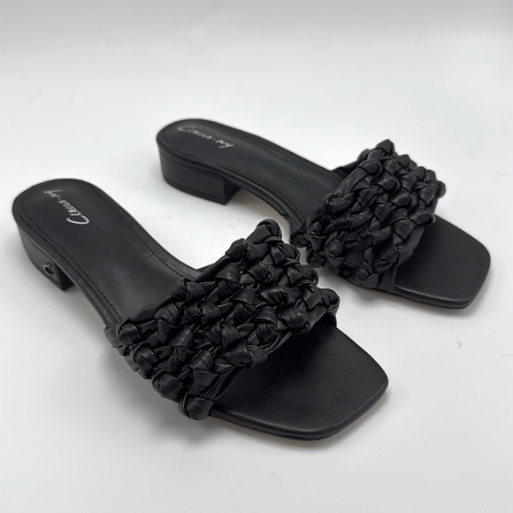 Circus Ny Women's Black Kenna Square Toe Slip On Slide Sandals Size 7 leather - Picture 2 of 6